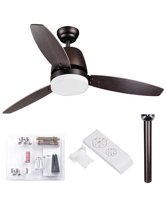 DELight 52" 3 Blades Ceiling Fan with Led Light and Remote Control Indoor Room Decoration