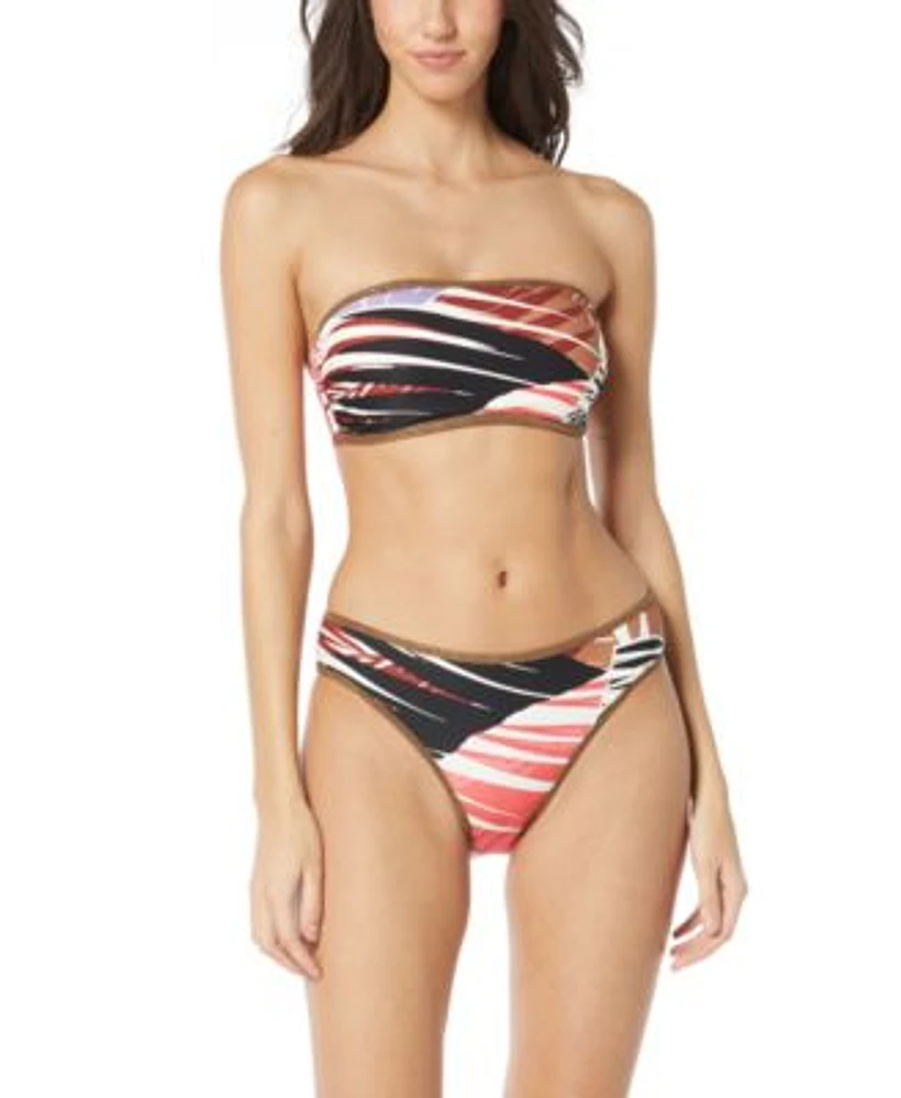 Vince Camuto Womens Printed Reversible Bandeau Bikini Top Bottoms