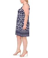 Msk Plus Size Printed Keyhole Shift Dress