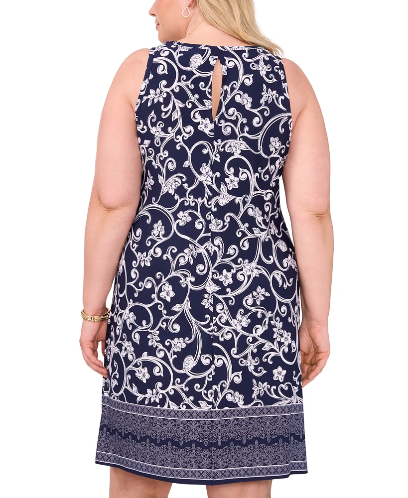 Msk Plus Printed Keyhole Shift Dress