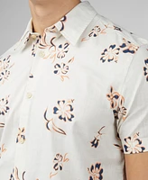 Ben Sherman Men's Linear Floral Print Short Sleeve Shirt