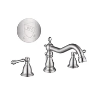 Yescom Retro 3 Hole Bathroom Faucet Widespread Mixer Taps for Undermount Sink w/Drain Nickel