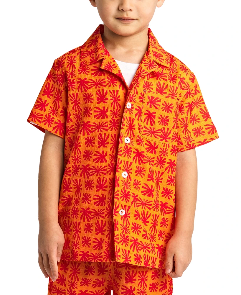 Sovereign Code Big Boys Printed Seersucker Short-Sleeve Button-Down Shirt