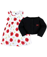 Hudson Baby Toddler Boys Cotton Dress and Cardigan 2pc Set, Poppy Daisy