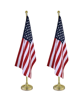 Yescom 2 Pack 8 Ft Sectional Flag Pole Kit Golden Top Finial 3x5 Ft Us Flag Indoor