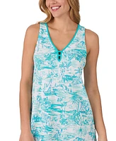 Cuddl Duds Women's Sleeveless Ruffled Printed Chemise