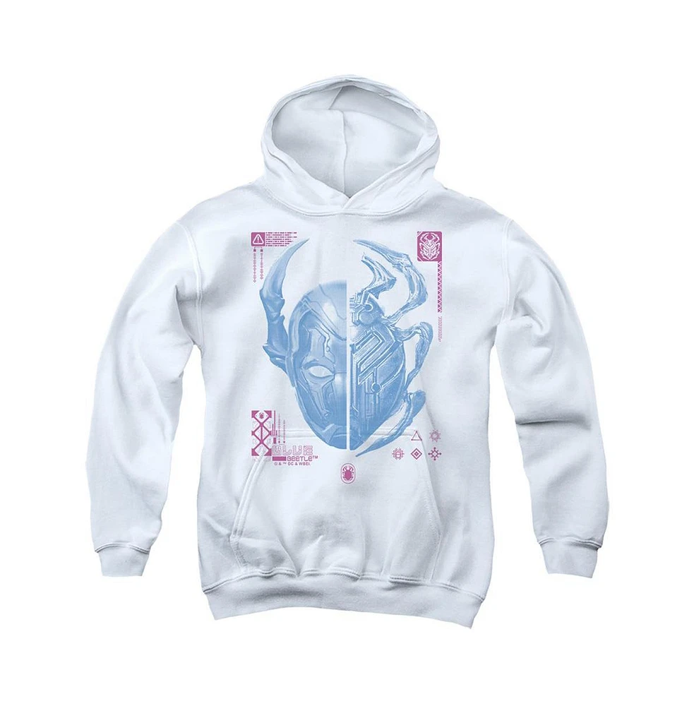 Blue Beetle Boys Youth Split Pull Over Hoodie / Hooded Sweatshirt