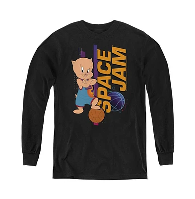 Space Jam 2 Boys Youth Porky Standing Long Sleeve Sweatshirt