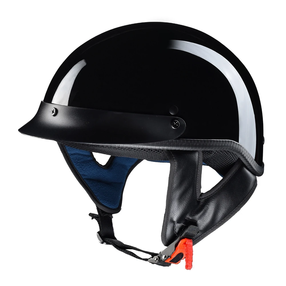 Ahr Run-c Motorcycle Half Face Helmet Dot Approved Bike Cruiser Chopper High Gloss Black