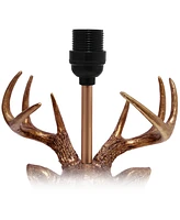 Simple Designs Woodland 17.25" Tall Rustic Antler Copper Deer Bedside Table Desk Lamp with Tapered White Fabric Shade