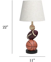 Simple Designs SportsLite 22" Tall Popular Sports Combo Basketball, Baseball, Football Polyresin Table Desk Lamp
