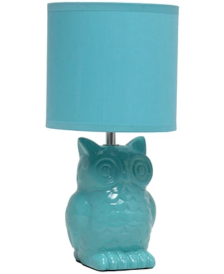 Simple Designs 12.8" Tall Contemporary Ceramic Owl Bedside Table Desk Lamp with Matching Fabric Shade
