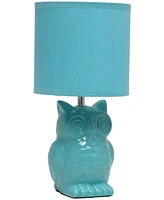 Simple Designs 12.8" Tall Contemporary Ceramic Owl Bedside Table Desk Lamp with Matching Fabric Shade