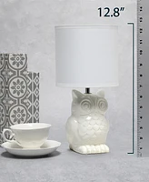 Simple Designs 12.8" Tall Contemporary Ceramic Owl Bedside Table Desk Lamp with Matching Fabric Shade