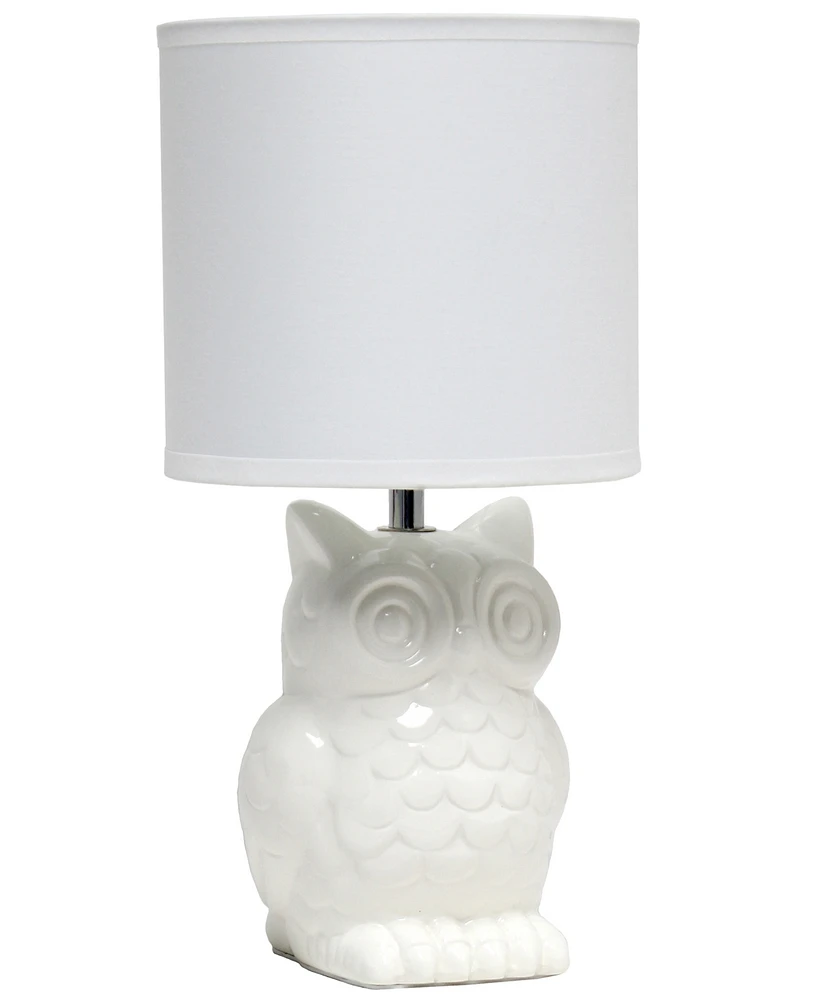 Simple Designs 12.8" Tall Contemporary Ceramic Owl Bedside Table Desk Lamp with Matching Fabric Shade