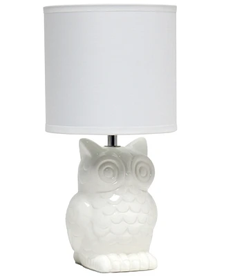 Simple Designs 12.8" Tall Contemporary Ceramic Owl Bedside Table Desk Lamp with Matching Fabric Shade
