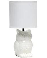 Simple Designs 12.8" Tall Contemporary Ceramic Owl Bedside Table Desk Lamp with Matching Fabric Shade
