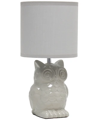 Simple Designs 12.8" Tall Contemporary Ceramic Owl Bedside Table Desk Lamp with Matching Fabric Shade