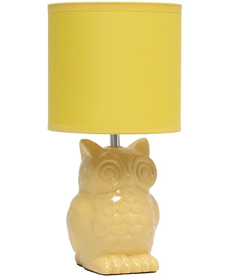 Simple Designs 12.8" Tall Contemporary Ceramic Owl Bedside Table Desk Lamp with Matching Fabric Shade