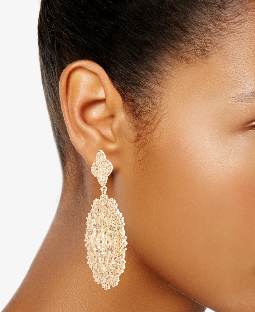Marchesa Gold-Tone Filigree Large Drop Post Earrings