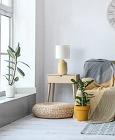 Simple Designs 20.4" Tall Traditional Ceramic Purled Texture Bedside Table Desk Lamp with White Fabric Drum Shade