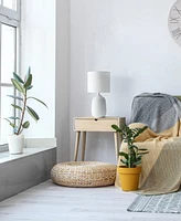Simple Designs 20.4" Tall Traditional Ceramic Purled Texture Bedside Table Desk Lamp with White Fabric Drum Shade