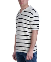Karl Lagerfeld Paris Men's Slim-Fit Crocheted Stripe Polo Shirt