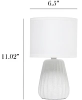Simple Designs 11.02" Traditional Mini Modern Ceramic Texture Pastel Accent Bedside Table Desk Lamp with Matching Fabric Shade