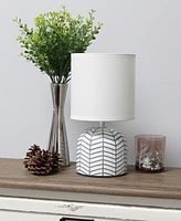 Simple Designs 10.43" Petite Contemporary Webbed Waves Base Bedside Table Desk Lamp with White Fabric Drum Shade