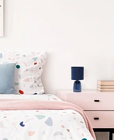 Simple Designs 10.04" Tall Traditional Ceramic Thimble Base Bedside Table Desk Lamp with Matching Fabric Shade