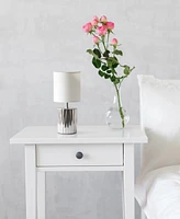 Simple Designs 11.61" Tall Contemporary Ruffled Metallic Gold Capsule Bedside Table Desk Lamp with Black Drum Fabric Shade