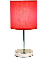 Creekwood Home Nauru 11.81" Traditional Petite Metal Stick Bedside Table Desk Lamp Chrome with Fabric Drum Shade