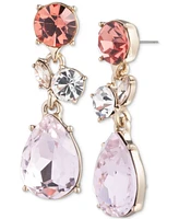 Givenchy Gold-Tone Rose Crystal Statement Drop Earrings