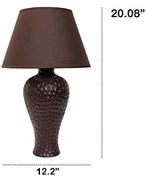 Creekwood Home Essentix 20.08" Traditional Ceramic Textured Imprint Winding Table Desk Lamp with Empire Fabric Shade