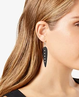 Lauren Ralph Lauren Silver-Tone Black Long Drop Leverback Earrings