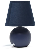 Creekwood Home Nauru 8.66" Traditional Petite Ceramic Orb Bedside Table Desk Lamp with Tapered Drum Fabric Shade