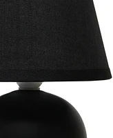 Creekwood Home Nauru 8.66" Traditional Petite Ceramic Orb Bedside Table Desk Lamp with Tapered Drum Fabric Shade