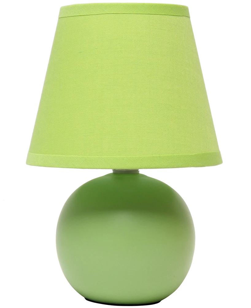 Creekwood Home Nauru 8.66" Traditional Petite Ceramic Orb Bedside Table Desk Lamp with Tapered Drum Fabric Shade