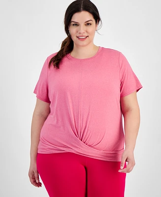 Id Ideology Plus Active Solid Twist-Front Top, Created for Macy's