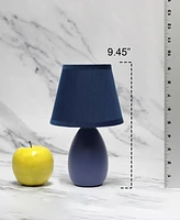 Creekwood Home Nauru 9.45" Traditional Petite Ceramic Oblong Bedside Table Desk Lamp Two Pack Set, Tapered Drum Fabric Shade