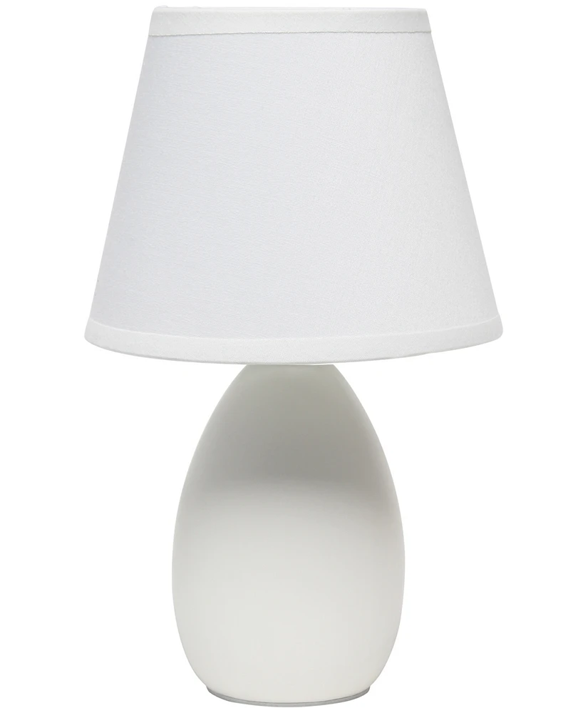 Creekwood Home Nauru 9.45" Traditional Petite Ceramic Oblong Bedside Table Desk Lamp with Tapered Drum Fabric Shade