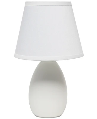 Creekwood Home Nauru 9.45" Traditional Petite Ceramic Oblong Bedside Table Desk Lamp with Tapered Drum Fabric Shade