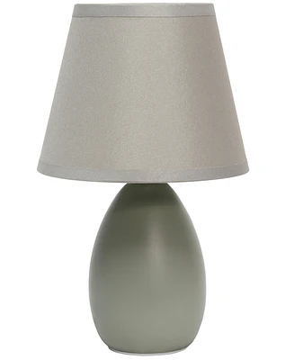 Creekwood Home Nauru 9.45" Traditional Petite Ceramic Oblong Bedside Table Desk Lamp with Tapered Drum Fabric Shade