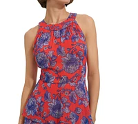 Tommy Hilfiger Women's Floral-Print Tiered Halter Maxi Dress