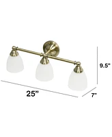 Lalia Home Essentix Traditional Three Light Metal and Translucent Glass Shade Vanity Uplight Downlight Wall Mounted Fixture