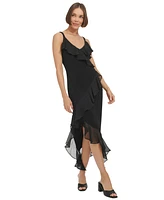 Tommy Hilfiger Women's Ruffled Sleeveless Midi Dress