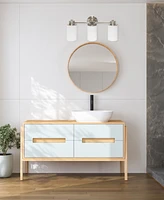 Lalia Home Essentix Contemporary Three Light Metal and Opaque White Glass Shade Vanity Uplight Downlight Wall Mounted Fixture