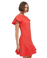 Tommy Hilfiger Women's Flutter-Sleeve Jacquard Shift Dress