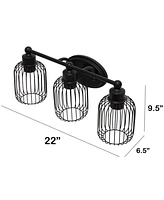 Lalia Home Ironhouse Three Light Industrial Decorative Cage Vanity Uplight Downlight Wall Mounted Fixture f