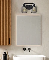 Lalia Home Ironhouse Two Light Industrial Decorative Cage Vanity Uplight Downlight Wall Mounted Fixture